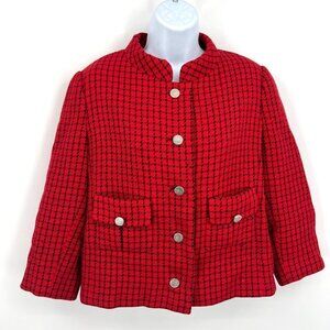 Manor-Bourne for I. Magnin & Co Vintage 60s Red‎ Jacket Jackie O Size M/L
